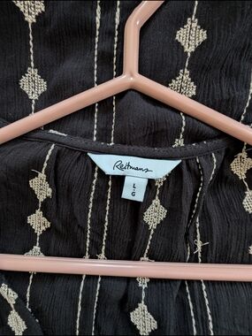 Reitmans Black Embroidered Boho Top